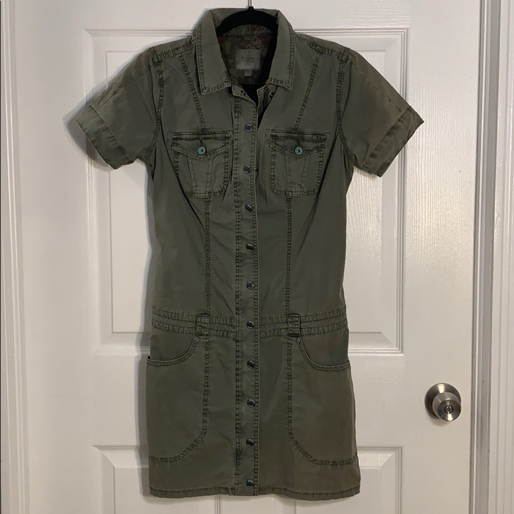 Army green utility-style dress by Guess